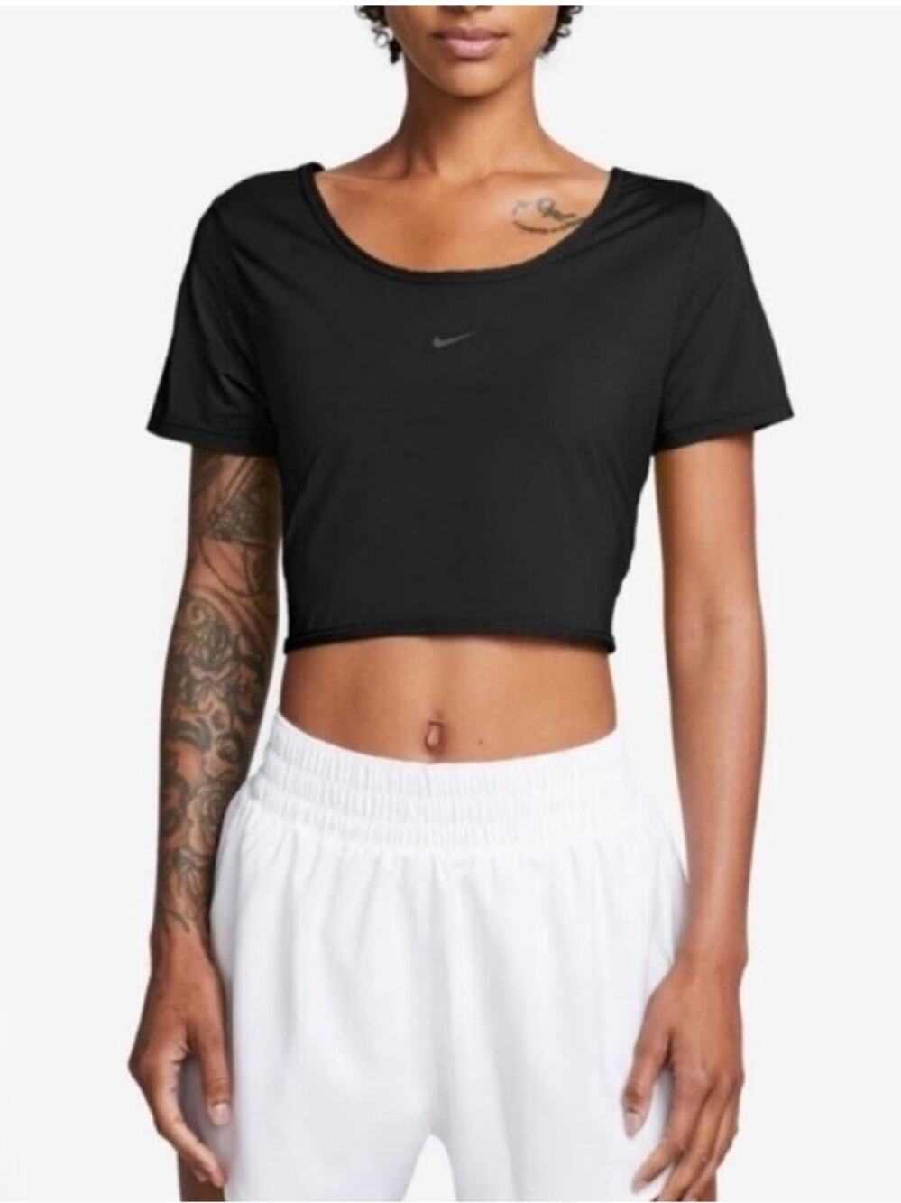 Nike One Womens Dri-Fit Crop Twist Short Sleeve Top Size XL